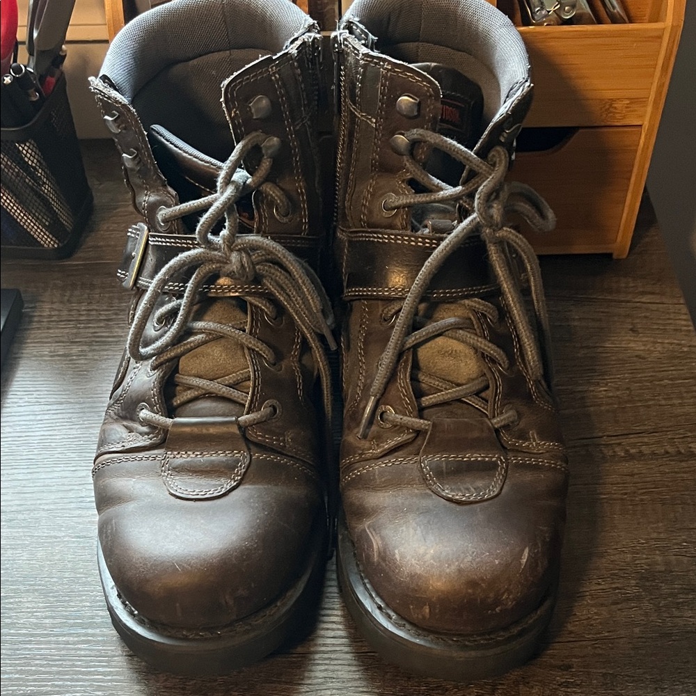 Harley Davidson Men's Grey Leather Boots